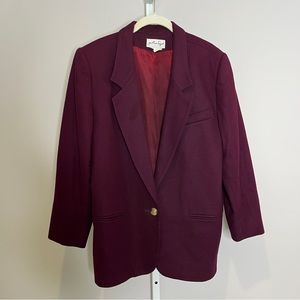 Johnathan Logan VTG maroon 100% wool blazer coat size 14